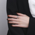 wholesale S925 Sterling Silver Korean-style Internet-famous Fashion Geometric Irregular Index Finger Open Ring in Minimalist Style-0-2