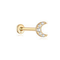 wholesale 14K Gold Flat Back Helix Ear Stud with Diamond Moon Flower-0-10