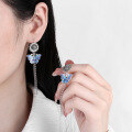 wholesale S925 Sterling Silver Vintage Antique-Finished Fine Craft Resin Enamel Fluttering Butterfly Daisy Fresh and Elegant Earrings-0-3