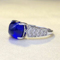 wholesale S925 Silver 8*8mm Royal Blue Sugar Loaf Square Ring Simple European and American Style AliExpress Model-0-2