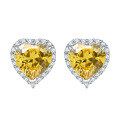 wholesale 925 Sterling Silver European and American Gemstone Heart Earrings for Women, Colorful Zircon Heart-shaped Stud Earrings, High-Quality Wholesale-0-15