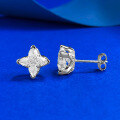 wholesale S925 silver jewelry new design 7*7mm four-point star earrings with high-end textured earrings-0-1