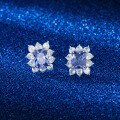 wholesale S925 Sterling Silver Jewelry, Light Luxury 5A Ultra-Sparkling Zircon Earrings, Vintage and Elegant Blue Tanzanite Earrings-0-3