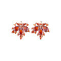 wholesale S925 silver red maple leaf earrings for women, elegant vintage cross-border fashion versatile unique earrings-0-4