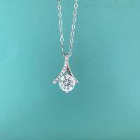 wholesale S925 Sterling Silver Cross-Border 18K Gold-Plated Moissanite Pendant Women's Minimalist Collarbone Necklace Gift for Girlfriend-1 carat (regular chain) zircon &gt; 925 silver