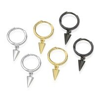 wholesale S925 Sterling Silver Geometric Hoop Earrings with Ear Clasps, Unique and Trendy Minimalist Creative Niche Design Unisex Earrings-Black gold 925 silver