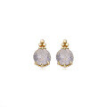 wholesale S925 Silver Plated 14K Gold Japanese Light Luxury OL Versatile Natural Labradorite Women's Necklace and Stud Earrings Wholesale Set Jewelry-0-5