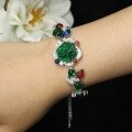 wholesale Gold-Plated 925 Silver Bracelet with High-Carbon Diamonds, Tutti Frutti Green Gemstone, Exquisite and Versatile Jewelry for Women-0-1