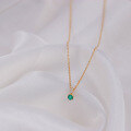 wholesale 10K Gold Light Luxury New Product Natural Emerald Minimalist Mini Pendant Collarbone Chain Factory Direct Sales by Yili Jewelry-0-1