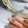 wholesale 925 Sterling Silver Fashion Angel Wing High-Carbon Diamond Necklace Women's Collarbone Chain, Mu Jing Jewelry New Arrival-0-3