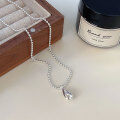 wholesale S925 Sterling Silver Minimalist Light Luxury Round Bead Drop Necklace for Women, Korean High-End Versatile Collarbone Chain-0-3