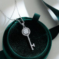 S925 Sterling Silver Moissanite Key Necklace-0-1