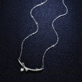 Sterling Silver 01ct Moissanite Bow Pendant Necklace-0-0