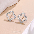 wholesale S925 Sterling Silver Four-Leaf Clover Ear Studs Korean Style Premium Exquisite Lucky Clover Earrings Luxe Minimalist Full Moissanite Ear Accessories-0-1