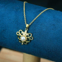 wholesale Metal: 925 Silver Plated 14K Gold, bfirst Original Iris Hollow-Out Design High-End Sense Pure Silver Pearl Necklace Customization-Ring 925 silver