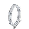 S925 Silver Moissanite Ring, Minimalist Stackable Full Diamond Band-0-3
