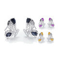 wholesale 925 Sterling Silver Butterfly Earrings with Blue Topaz, Citrine, and Amethyst, Fashionable and Elegant Earrings for a Slimming Face Effect-0-1
