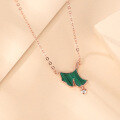wholesale S925 Sterling Silver, Minimalist Design Luxury Three Lives Lucky Ginkgo Leaf Necklace Women's Choker with Malachite Pendant-0-0