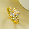 wholesale S925 Sterling Silver New 5*5 Sugar Square Yellow Diamond High-Carbon Diamond Cross-Border Ring for-0-1