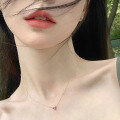wholesale 18K Gold Red Ruby Heart Necklace, StarJewelry Same Style Heart-shaped Collarbone Chain for Valentine's Day Gift-0-2