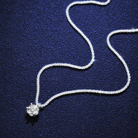 S925 Sterling Silver Moissanite Iridescent Rapeseed Chain Necklace-(50 points) Inlaid with green moissanite  925 silver