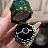 wholesale S925 Sterling Silver Royal Blue 6*6mm Chunky Square Ring for Women, Minimalist Band Engagement Ring-R1054 Royal Blue No. 8