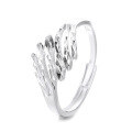 wholesale S925 Sterling Silver Hollow-Out Feather Laser Ring Adjustable Luxury Index Finger Ring, Xiaohongshu Viral Hit-0-6