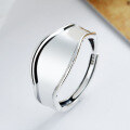 wholesale 925 Sterling Silver Korean Style Smooth Pig Nose Adjustable Ring Trendy Ins Minimalist Style Versatile Ring-0-1