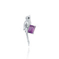 wholesale 925 Silver Designer Brooch Pendant Two-in-One Bird Original Design Natural Amethyst Gemstone Necklace Pendant-0-5