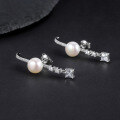 wholesale S925 Sterling Silver Inlaid with 5A Zircon and Natural Freshwater Pearl Fashion Light Luxury Earrings-0-1