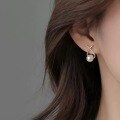 wholesale S925 Sterling Silver Diamond-Encrusted Cross Pearl Earrings, Korean-style Light Luxury Fashion Ins Wind-0-2