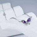 wholesale S925 Sterling Silver Original Design Butterfly Pendant Necklace for Women, Versatile Resin Color Necklace Set, Choker Collarbone Chain Direct from Manufacturer-0-3