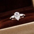 wholesale 925 Sterling Silver Three-Stone Teardrop Diamond Ring for Women, Small Niche High-End Luxury Classic Pear-Shaped Ring for Cross-Border Wholesale-0-1