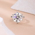 wholesale Metal material first, Cloudsame Jewelry cross-border new 8-carat round 130mm moissanite classic six-prong ring-0-1