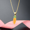 wholesale 925 Sterling Silver Amazon Cross-Border Best-Selling Women's Necklace, Fresh and Minimalist Cartoon Vegetable Small Carrot Enamel Pendant-0-0