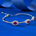 wholesale S925 Silver New Year Red Gem Ribbon Rubellite Elastic Bracelet Palace Style Festive Edition-0-1