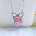 wholesale S925 Sterling Silver New Royal Luxury Style Bow Pendant 10*10 Inlaid Elegant Necklace-0-6