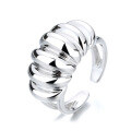 wholesale S925 Sterling Silver Irregular Croissant Bread Creative Design Open Ring European and American Fashion Index Finger Ring for Women-0-4