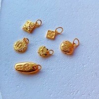 wholesale Gold-Plated S925 Ancient Method Silver Fortune Cat Pendant DIY Bracelet Necklace Accessory Charm Rope Decoration Nine-Tailed Fox-A character for "Fu"