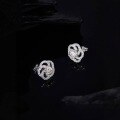 wholesale S925 Silver Plated White Gold Moissanite Rose Flower Stud Earrings Rotating Minimalist Sparkling-0-3