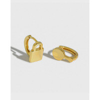 wholesale S925 Sterling Silver 520 Korean Version Ins Asymmetrical Lock and Key Ear Clasp Women's Minimalist Small Niche Versatile Silver Earrings-Silver 925 silver