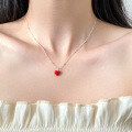 wholesale S925 Silver Nalan Fresh Sweet Ins Style Small Unique Design Exquisite Red Heart Light Bead Necklace Y02119-0-1
