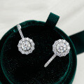 925 Sterling Silver Hip Hop American Style Unisex Moissanite D Color Round Hoop Earrings-0-0