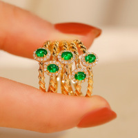 wholesale S925 Sterling Silver Red Elk Full Body Twist Personality Ring for Women, Fashionable and Versatile Band, Light Luxury Daily Minimalist Tail Ring-BZ0281-Gold US size 8