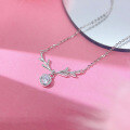 wholesale S925 Sterling Silver Christmas New "Deer to You" Necklace for Women, Forest-Inspired Ins Style Fresh and Delicate Deer Antler Inlaid Collarbone Chain-0-3