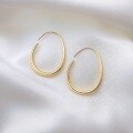 wholesale Metal minimalist oval hoop earrings vintage Hong Kong style ear accessories for women-0-2