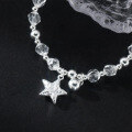 wholesale 925 Sterling Silver Fresh and Sweet Style Niche Design White Crystal Tinfoil Texture Star Bracelet S7929-0-3