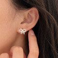 wholesale S925 Silver Simple and Versatile Bow Earrings for Women, New Trendy and Unique Elegant Earrings-0-4