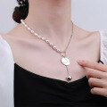 wholesale S925 Sterling Silver Retro Light Luxury Style Pearl Constellation Pattern Heart Tassel Necklace for Women-0-3