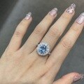 wholesale 925 silver TikTok live stream new egg-shaped 7*9mm lab-grown blue spinel ring for daily versatile wear-0-3
